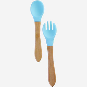 Bamboo Spoon Fork Set Blue