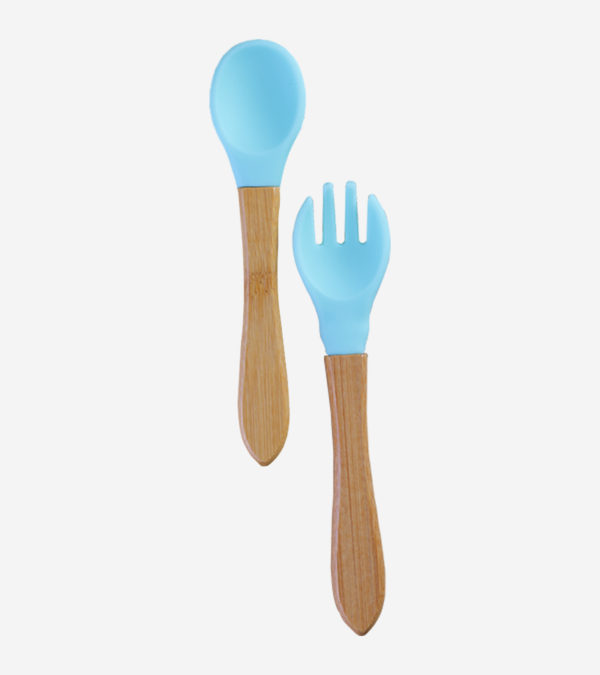 Bamboo Spoon Fork Set Blue