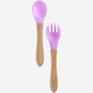 Bamboo Spoon Fork Set Pink