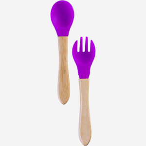 Bamboo Spoon Fork Set Purple